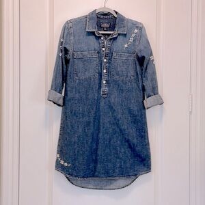 Lucky Brand Denim Embroidered Flower Dress